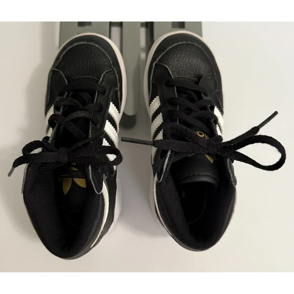 Adidas Hoops‎ Mid 2.0 Kids Black White Gold Sneakers Size 10K FV5738 Ortholite